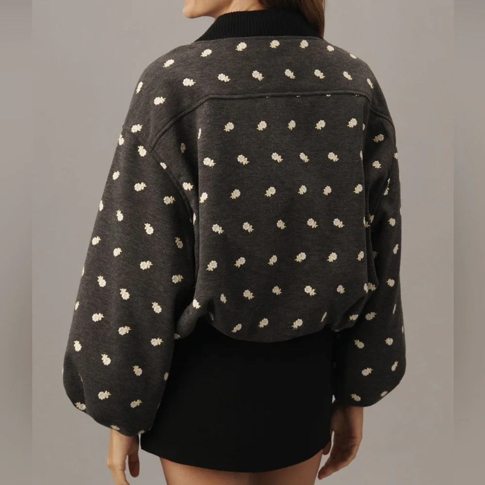 Anthropologie Maeve Embroidered Plush Bubble Coat - Picture 4 of 7